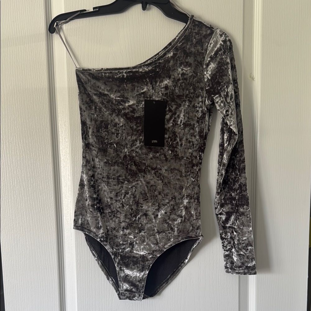 Zara Metallic Velvet Top